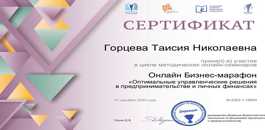 Бизнес-марафон Всероссийского чемпионата по финансовой грамотности